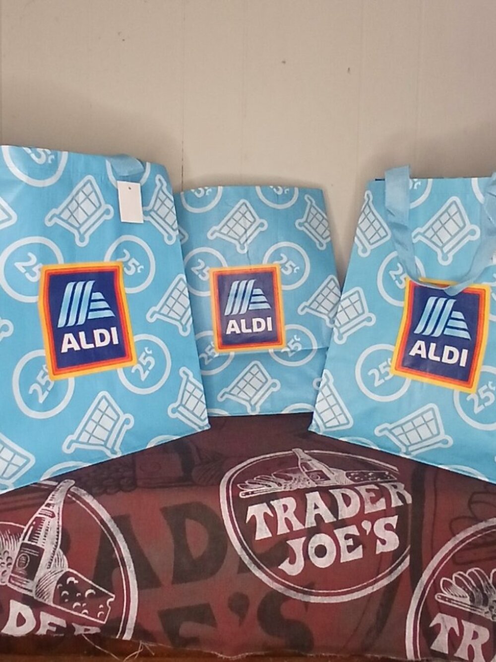 Aldi Small Reusable Grocery Tote Bags – Lot of 3 – Multicolor